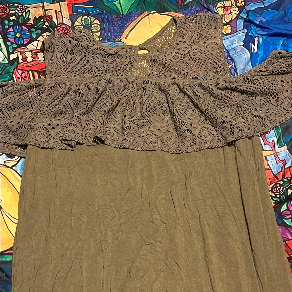 Lane Bryant Olive Crochet Dress